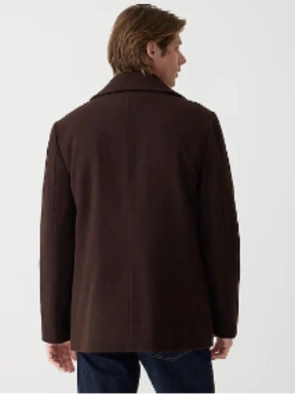 J.Crew Wool Blend Peacoat Brown PrimaLoft Double Breasted Coat Men’s Medium - Picture 2 of 14